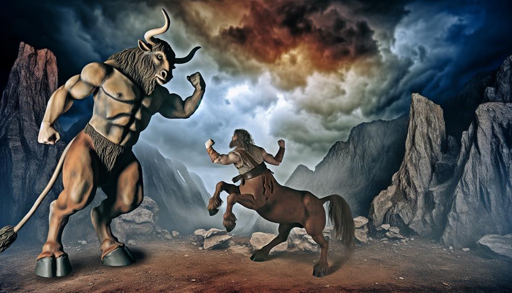 mythological battle of creatures